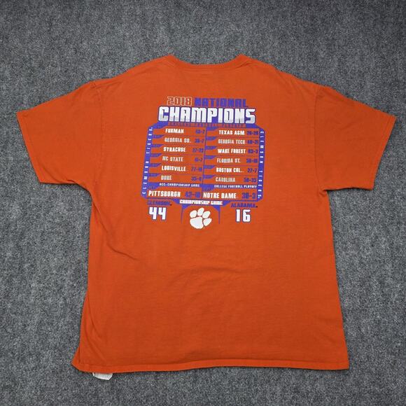 Clemson Tigers Shirt Mens XL Orange NCAA Football 2018 National Champions Hanes - Picture 3 of 14